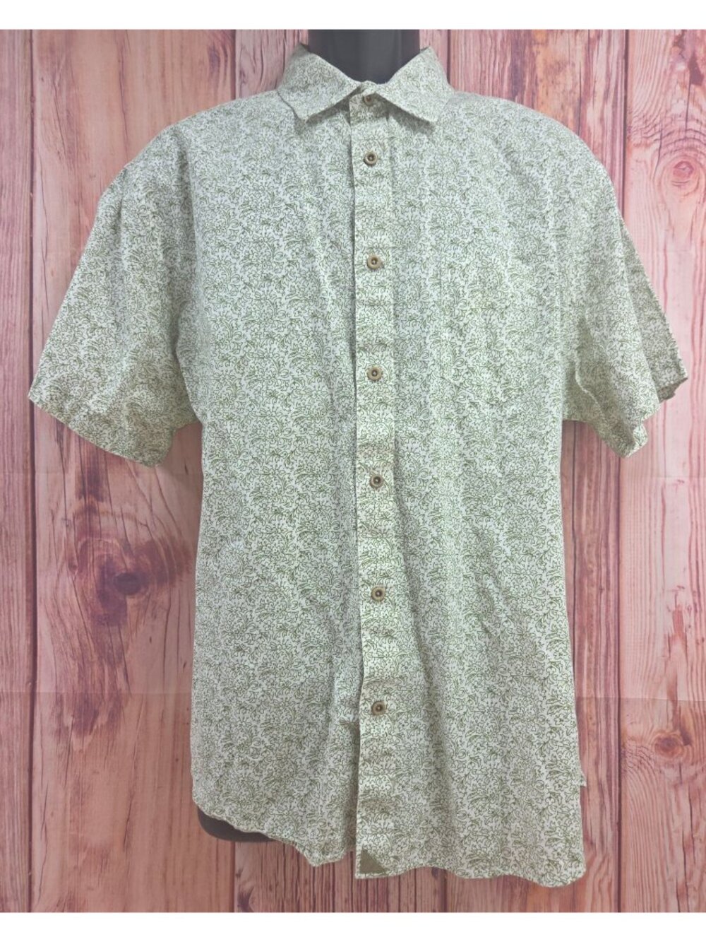 Untuckit Mens Green Floral Short Sleeve Button-Up Shirt XL